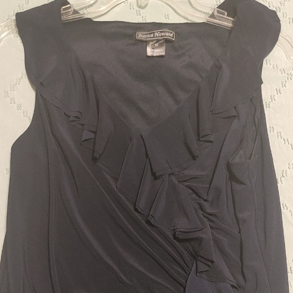Jessica Howard Black Midi Dress with Ruffle Accent - Picture 3 of 3